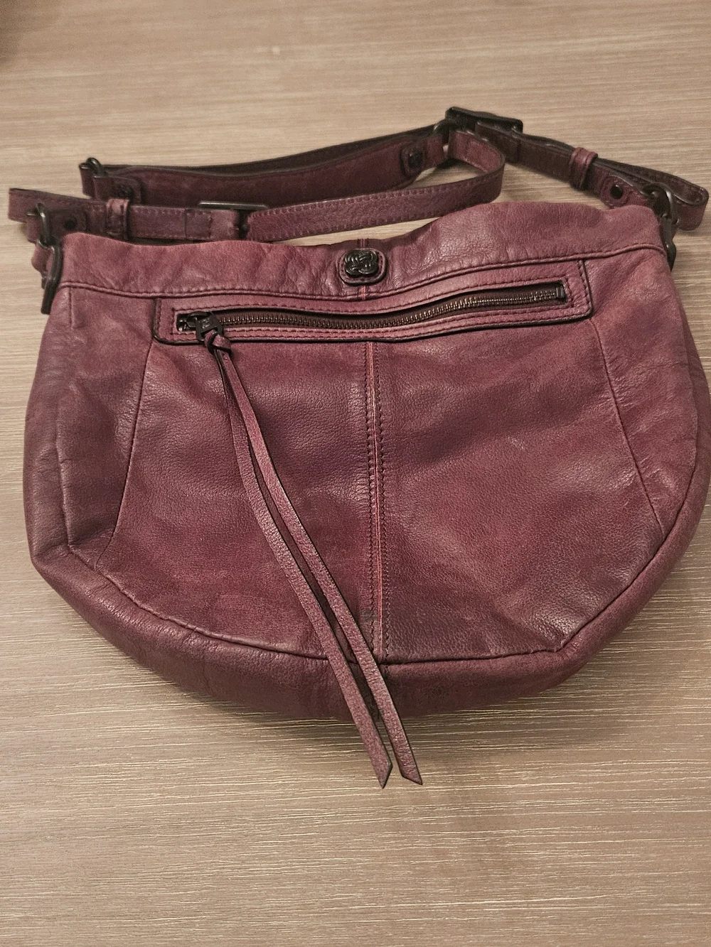 Elliot Lucca Leather Crossbody Bag in Deep Burgundy